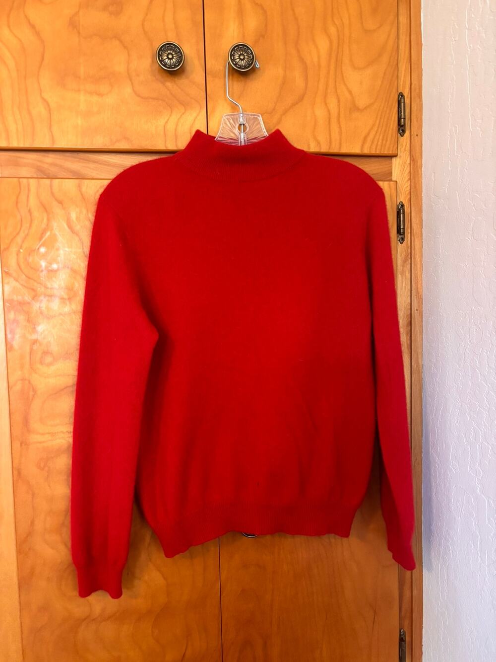 Charter Club Petite Red 100% Cashmere Mock Neck Sweater Quiet Luxury Preppy